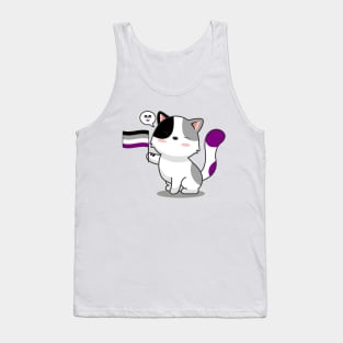 Cute Cat Holding Asexual Pride Flag Tank Top